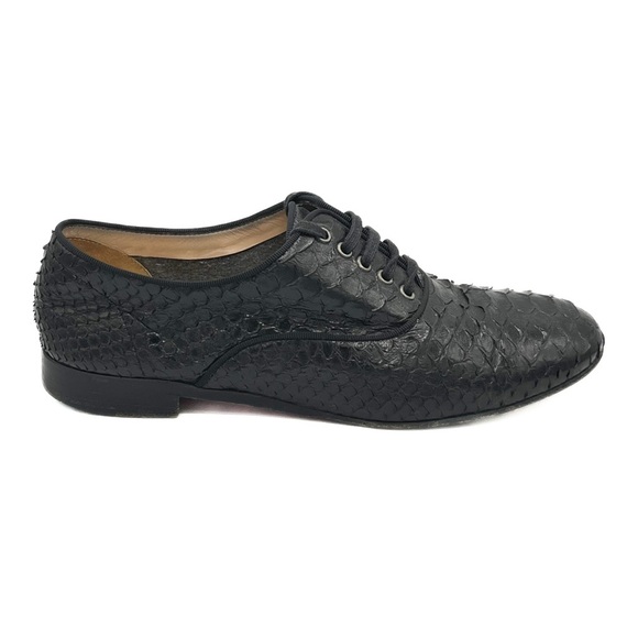 Christian Louboutin Python Black Round Toe Laced Oxford Derby Shoes - Picture 2 of 7